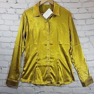 Ranch Dressn Performance Rodeo Shirt Gold Snap Front Womens Size M Cowgirl New